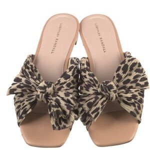 Loeffler Randall Animal Print Bow Accent Slides - Size 8.5